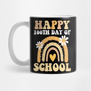 Happy 100th Day Of School Rainbow Flowers 100 Days Teacher Mug